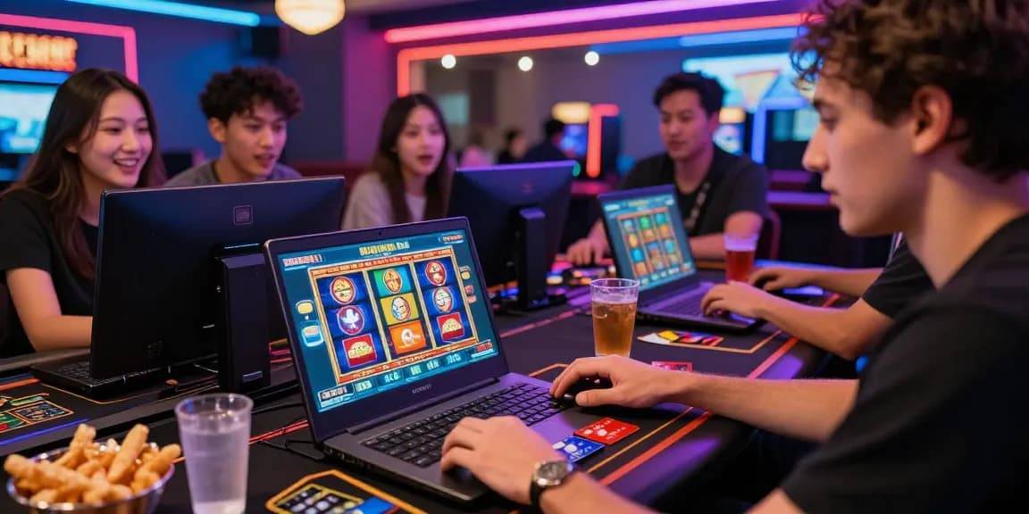 Player enjoying games at casinos that accept credit cards with vibrant atmosphere and friends.
