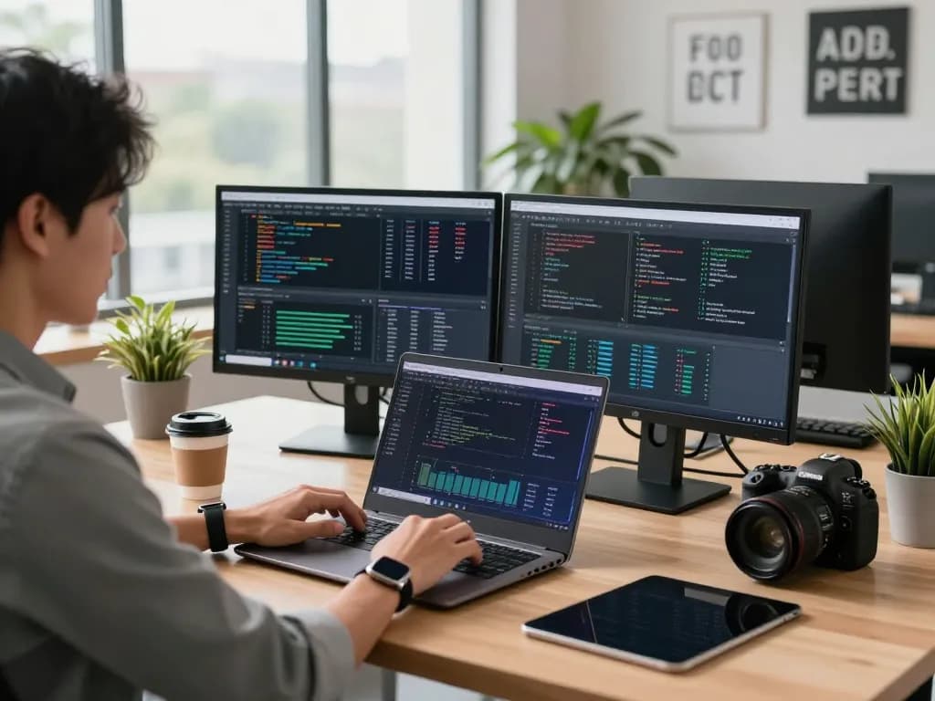 https://xacarero.co.kr 데이터 분석, 기술 장비 및 자연광을 보여주는 전문 작업 공간.