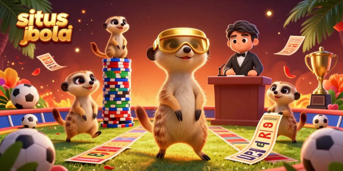 Engage in situs judi bola with meerkats managing exciting sports betting in a dynamic casino scene.