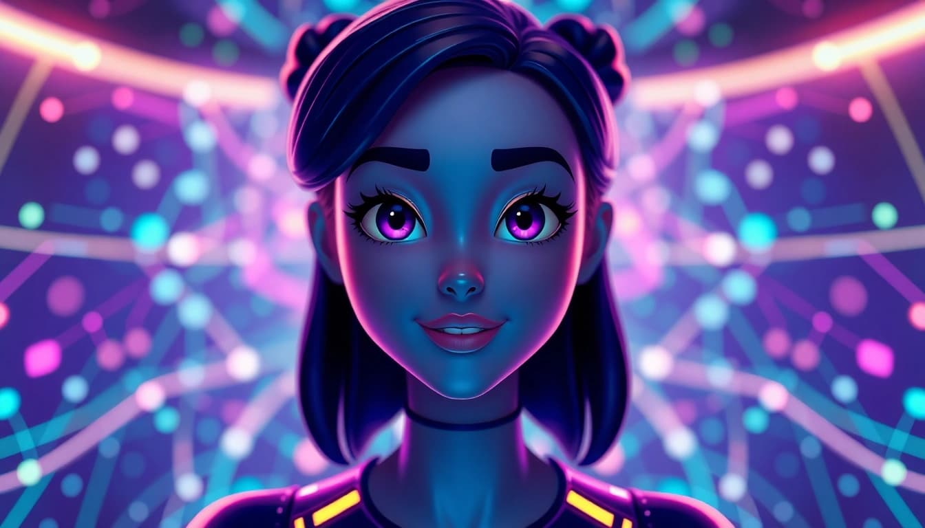Engaging nsfw character AI chat interface showing animated avatar and vibrant digital background.