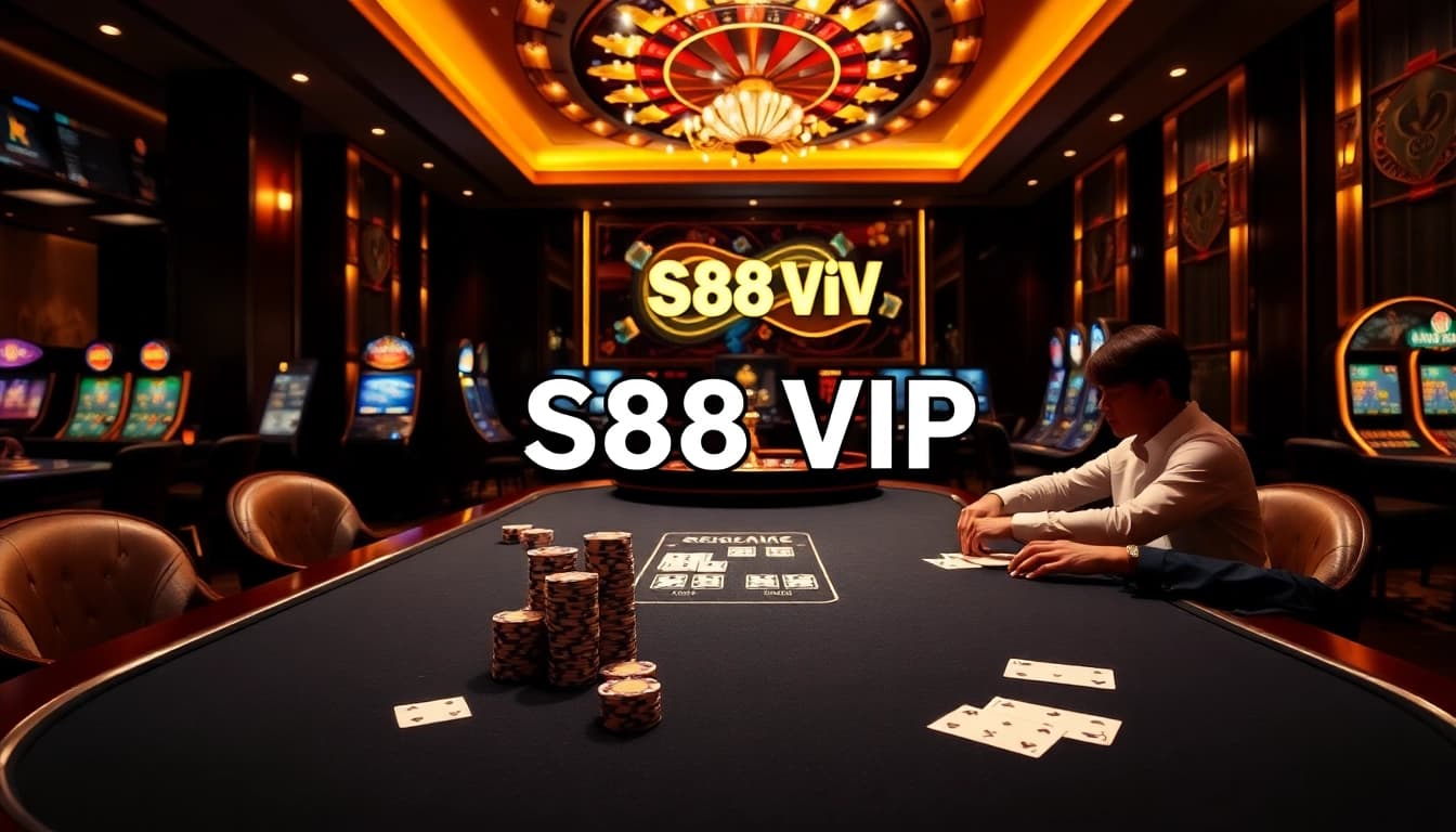 Experience the excitement of gambling at S88 VIP casino tables with lively players and luxurious settings.
