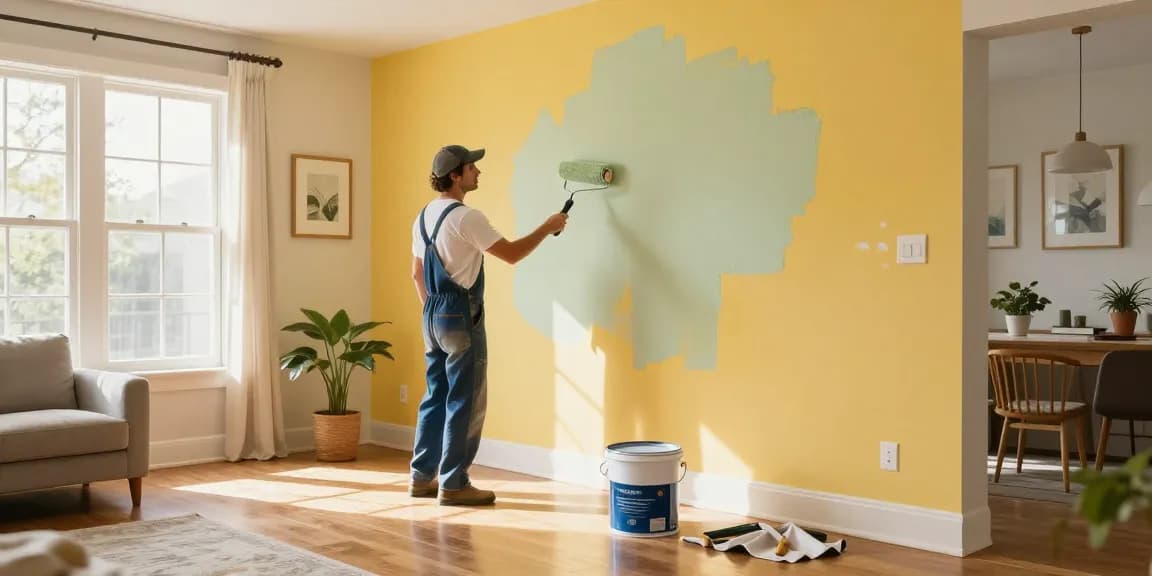 Interior painters Franklin County OH applying fresh paint in a cozy living room