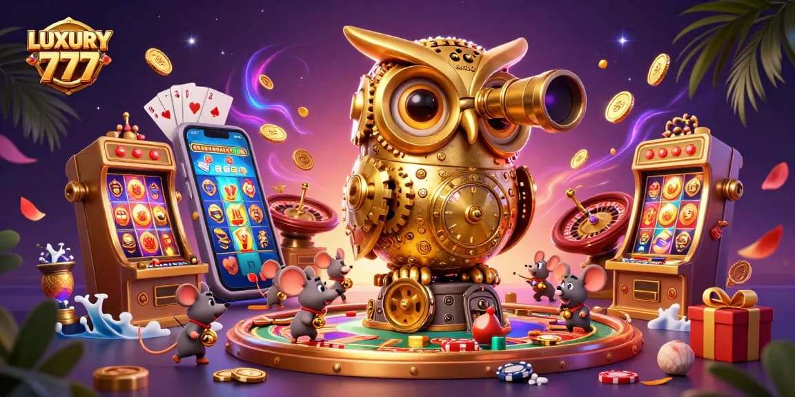 LUXURY 777 menghadirkan suasana kasino yang megah dengan karakter unik dan permainan slot yang menarik.