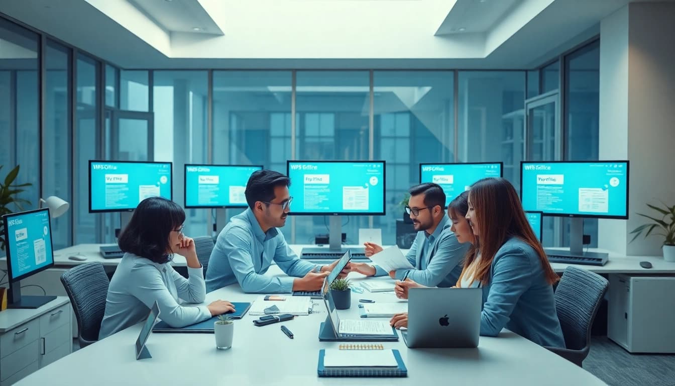 展示 WPS Office 应用以提升生产力的协作工作区。