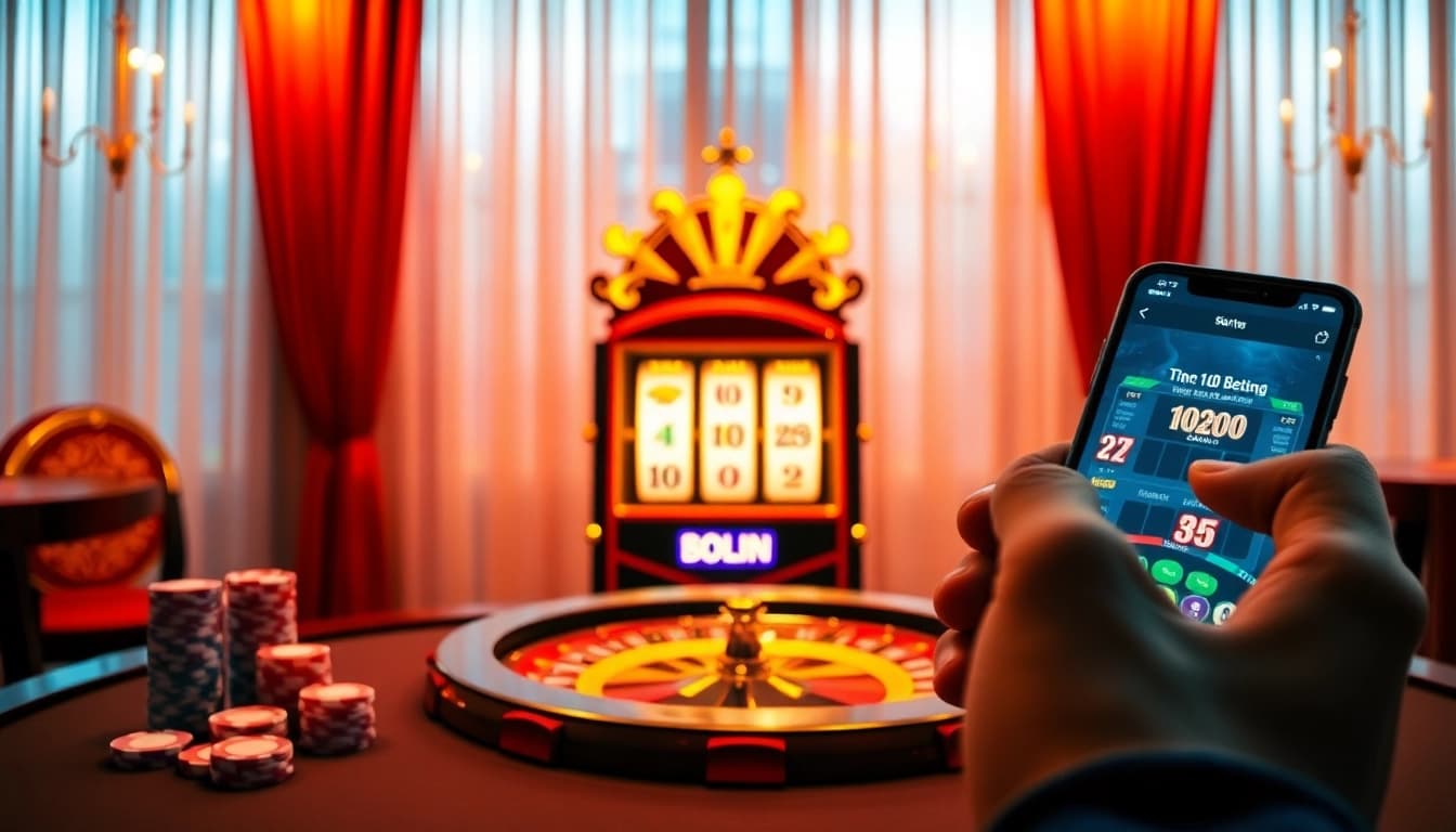 Situs Slot Terpercaya: Engaging with a luxurious slot machine and thrilling casino atmosphere.