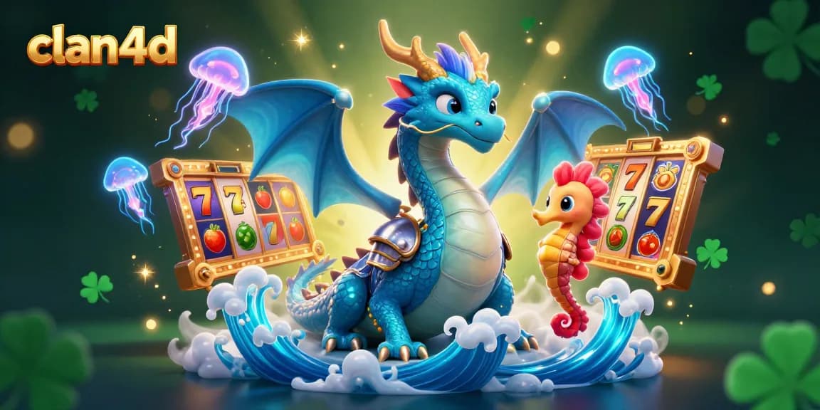 Experience the exhilaration of clan4d as the majestic water dragon and seahorse knight engage in a vibrant casino adventure.