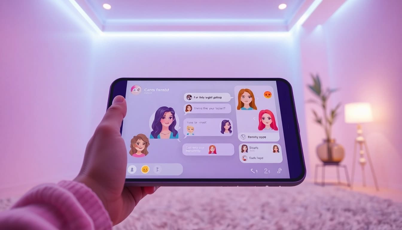 Engaging chat interface showcasing futuristic nsfw ai chat with customizable girlfriend avatars.