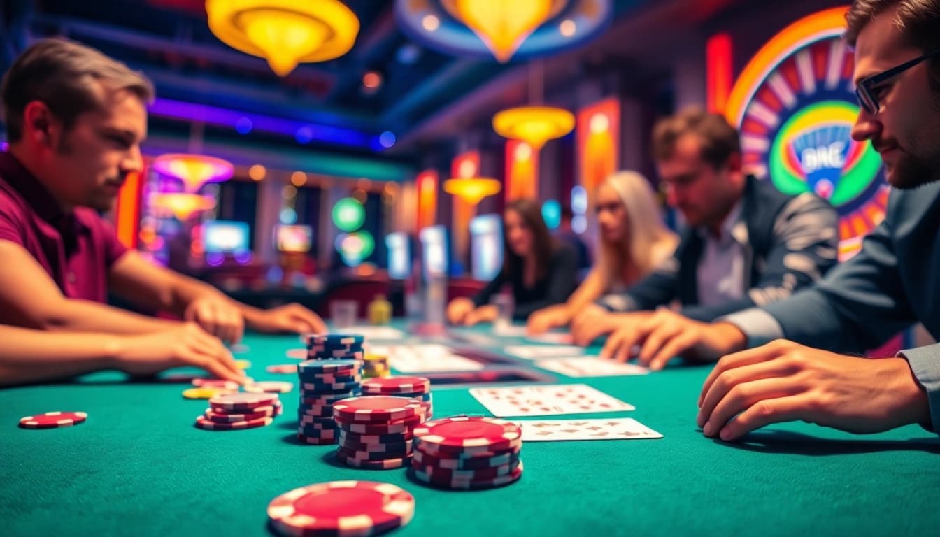 Engaged players enjoying a game at a vibrant casino online setting.