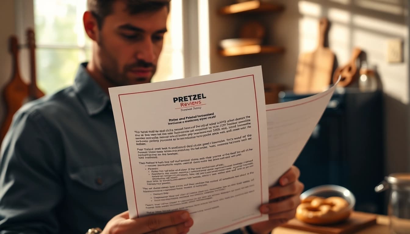 Explore Pretzel warranty reviews and trust through a consumer examining warranty documentation.