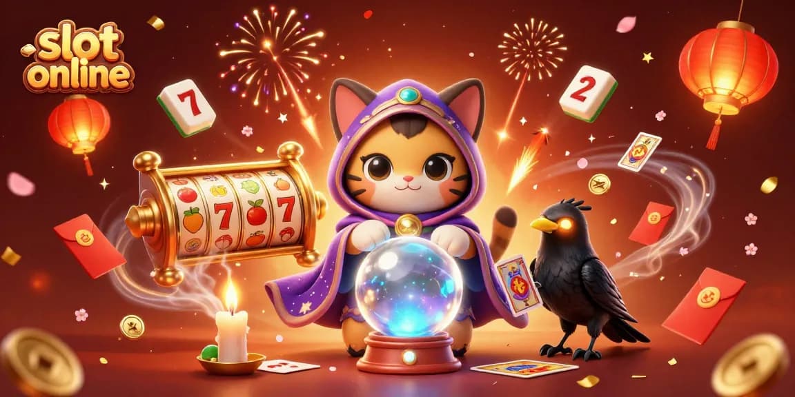 Experience captivating slot online action with vibrant characters and rich casino elements in this detailed illustration.