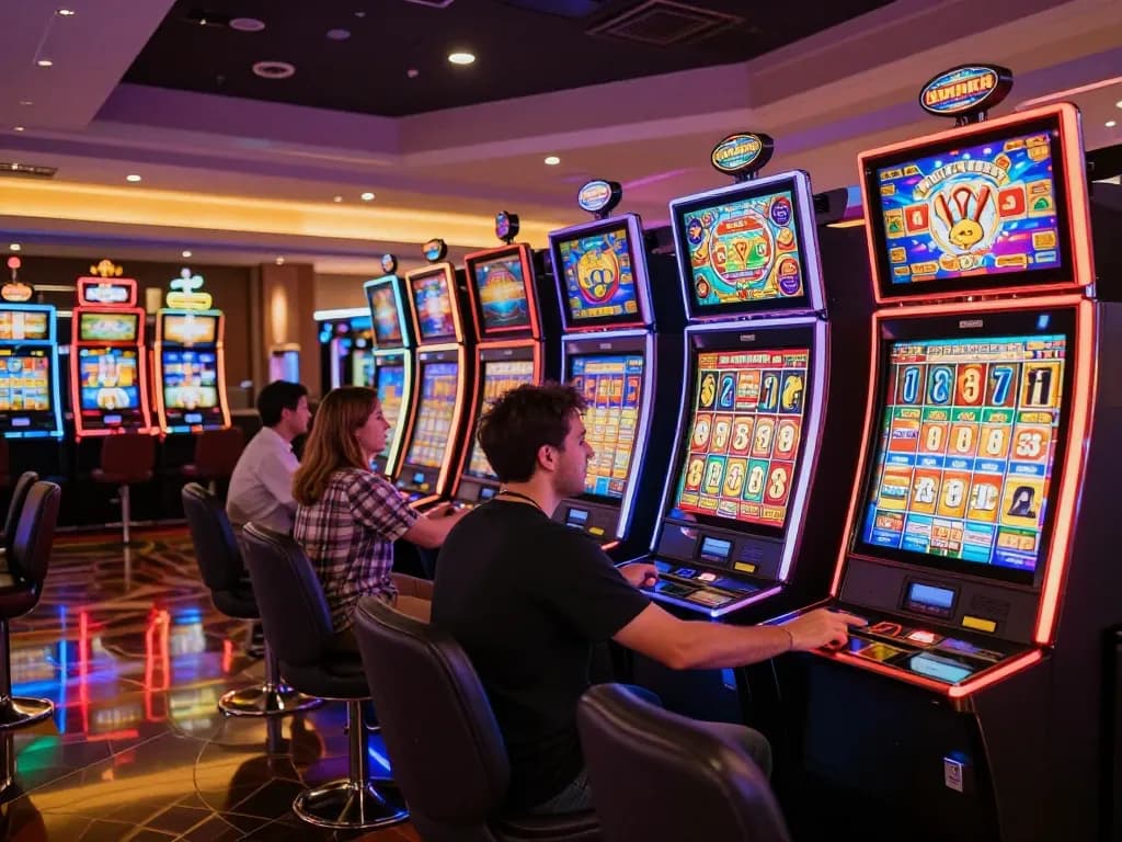 Engaging players at vibrant slot machines showcase the thrill of slot gacor luar negeri gaming.