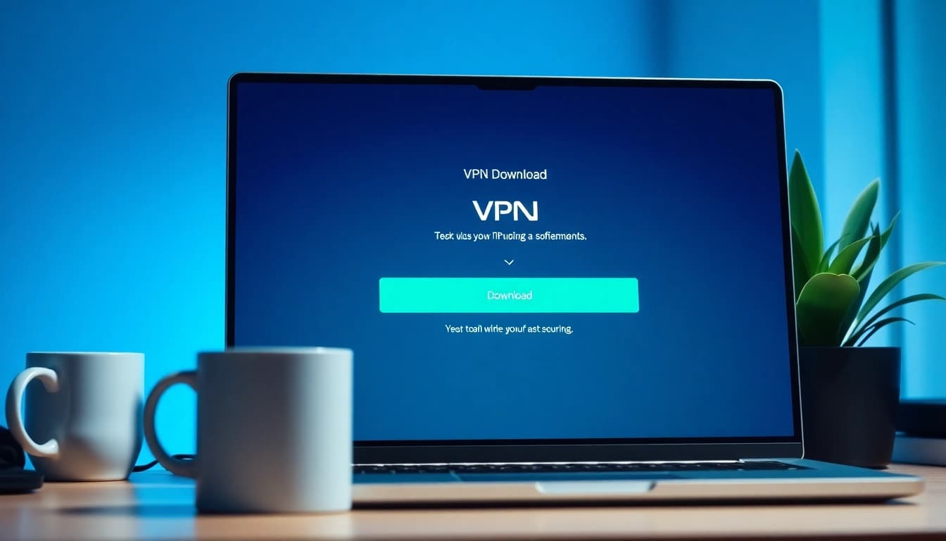 Download free vpn download on a computer screen with a modern interface and soft lighting.