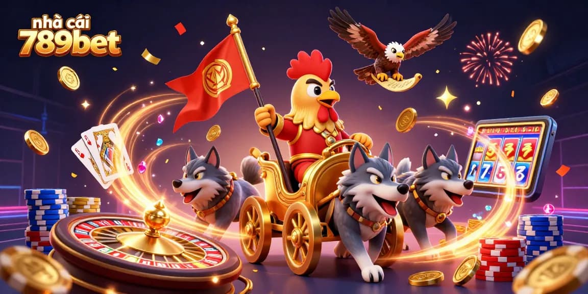 Experience the excitement of nhà cái 789bet with engaging characters and casino elements in a vibrant illustration.