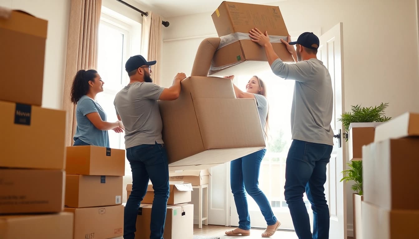 Experienced movers in Boston efficiently handling a residential move.