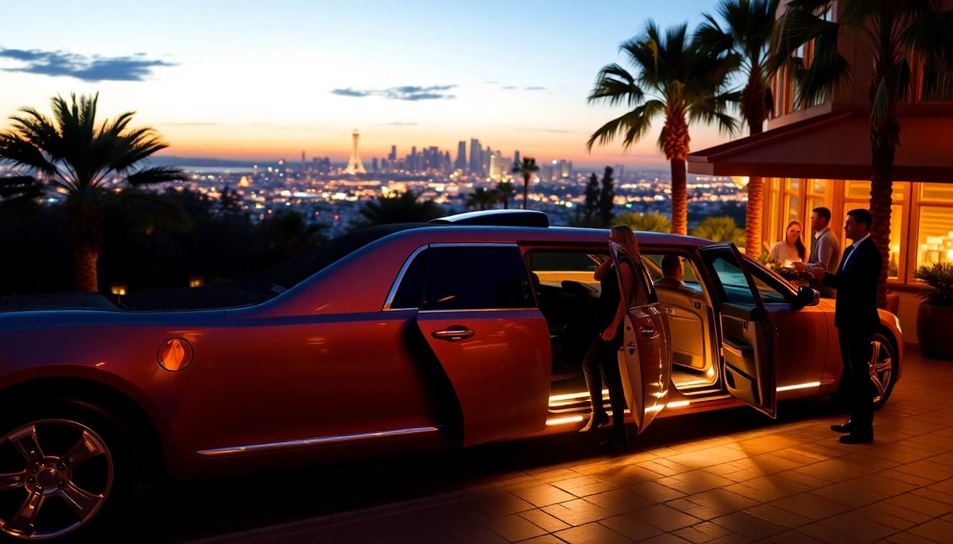 Enjoy a luxurious Los Angeles limo experience with professional service and city skyline views.