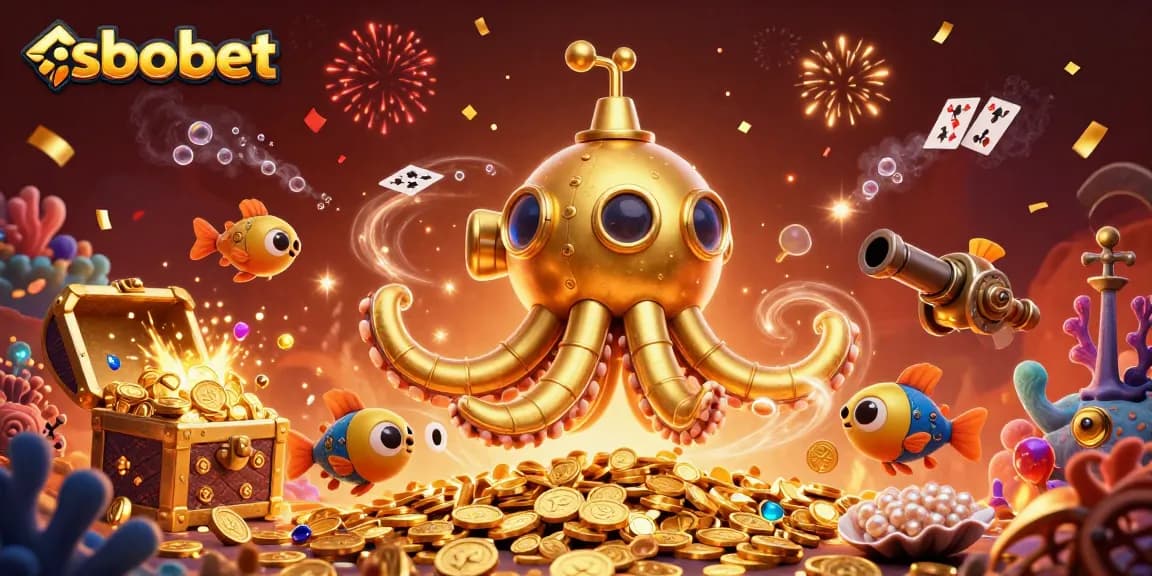 Experience sbobet's thrilling gameplay with a kraken submarine and gold coins!