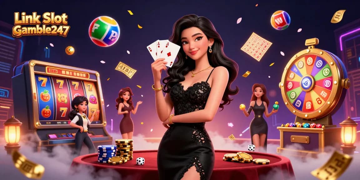 Play thrilling games with Link Slot Gacor Igamble247 in this captivating casino scene showcasing action and luxury.