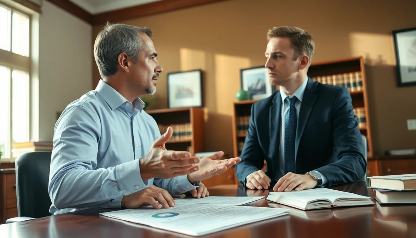 Clearwater truck accident attorney consulting with a client in a professional office setting.