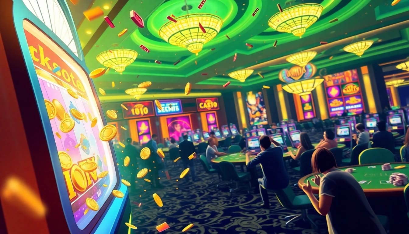 Celebrate with no deposit bonuses as you win big at a vibrant slot machine!