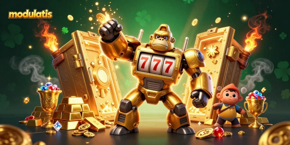 Menangkan pengalaman bermain modulatis dengan gorilla emas mech dan slot gacor yang berkilauan.