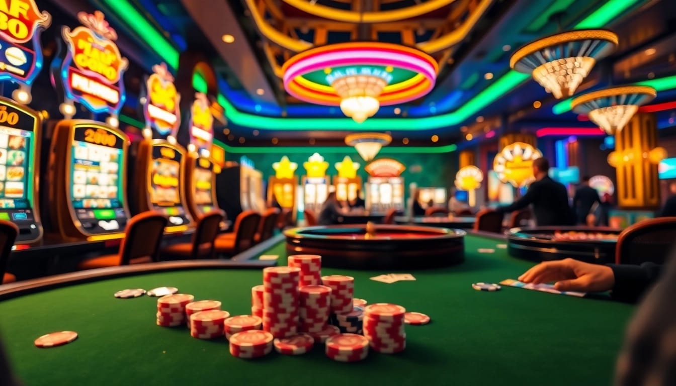 MM88 players enjoying an intense moment at luxurious casino tables filled with exciting games.