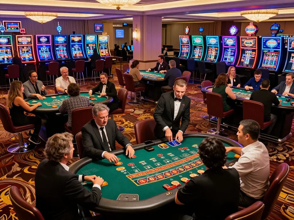 Players enjoying their experience at casino online americani with vibrant gaming tables and festive atmosphere.