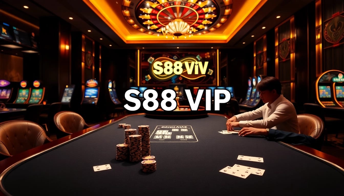 Experience the excitement of gambling at S88 VIP casino tables with lively players and luxurious settings.