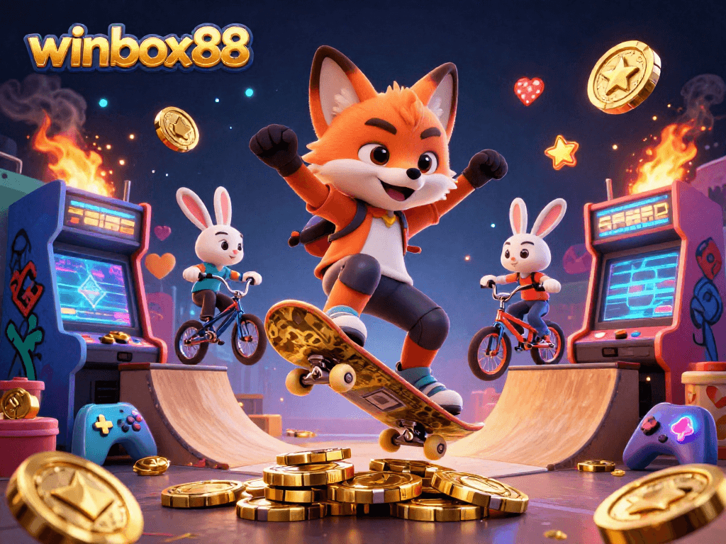 Experience the thrill of gaming with winbox88 featuring vibrant 3D characters in a casino-themed extravaganza.