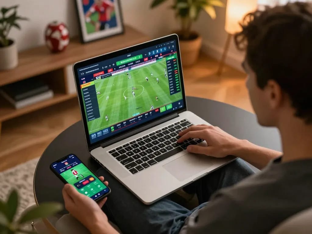Engaging online sports betting at iwin net showcasing live odds on a laptop.