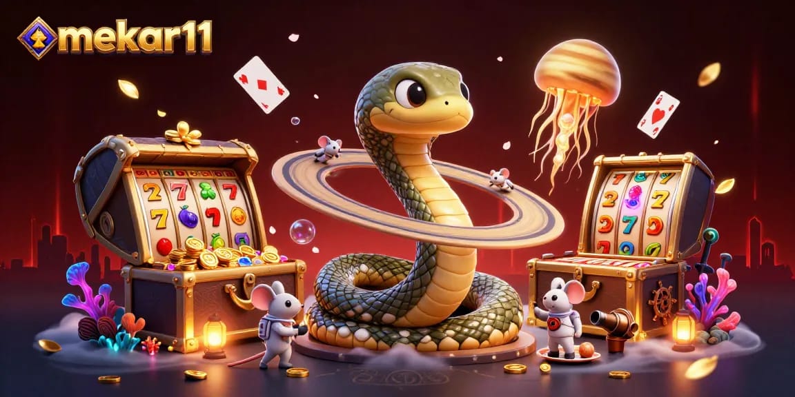 Engage with the mekar11 casino experience as astronaut mice place bets on Saturn's rings in this dynamic gambling scene.