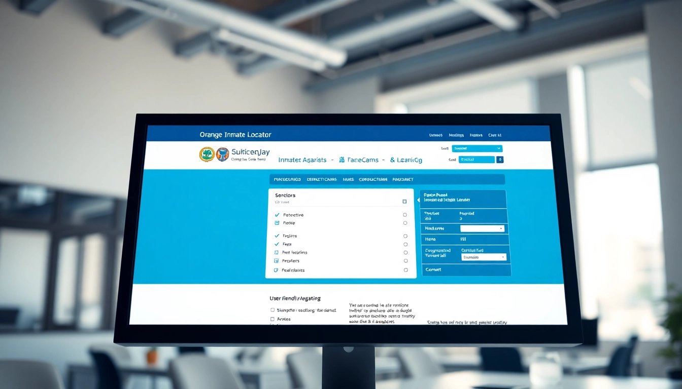 Utilizing the Orange County Jail Inmate Locator on a computer, showcasing user-friendly interface.
