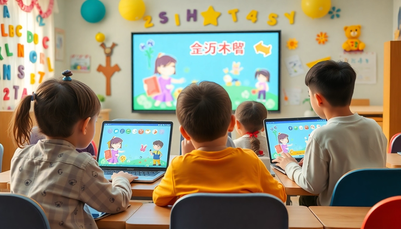 子どもたちが楽しくカラフルな学習活動に取り組む、インタラクティブなQQキッズ レビューのレッスン。