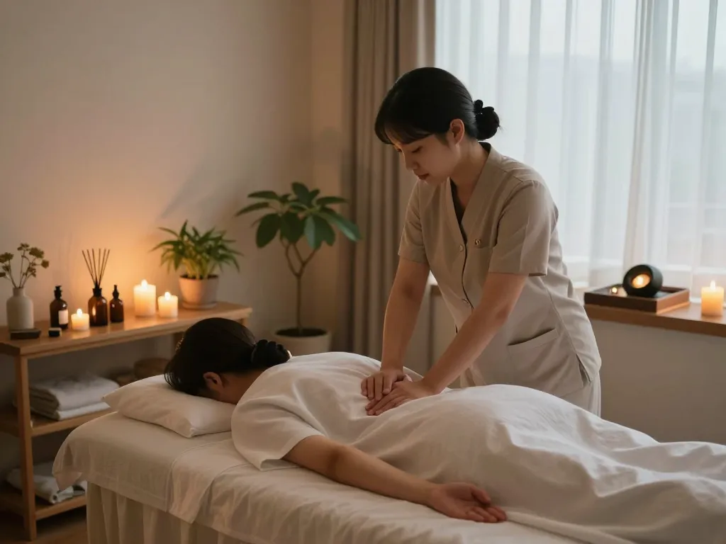 Experience rejuvenating 역삼동마사지 in a serene spa environment with warm lighting and calming ambiance.