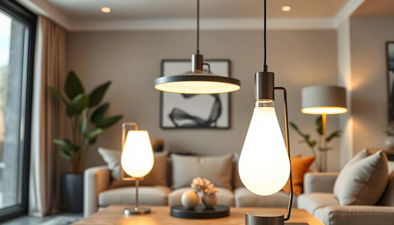 Bekijk led lampen in een moderne woonkamer met elegante decoraties.