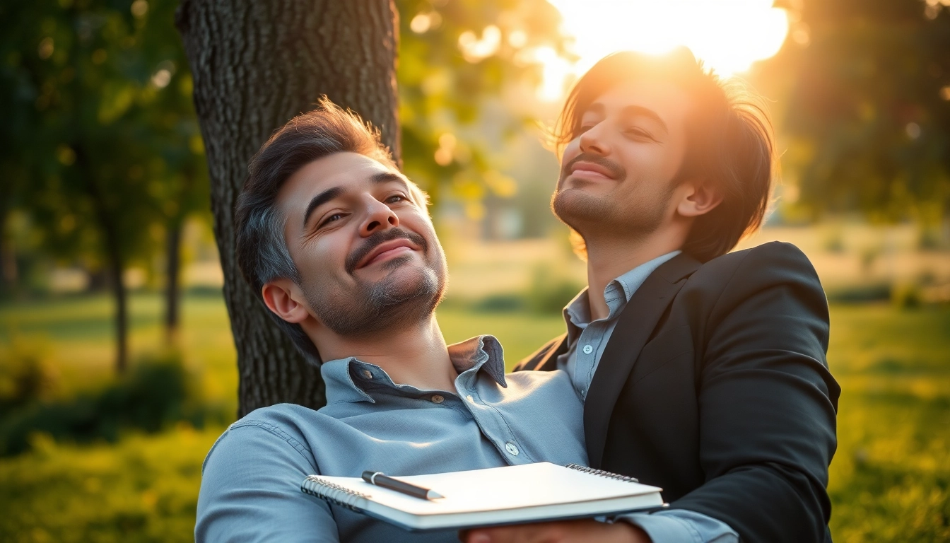 Captured moment of entrepreneurs break showcasing relaxation and tranquility in nature.