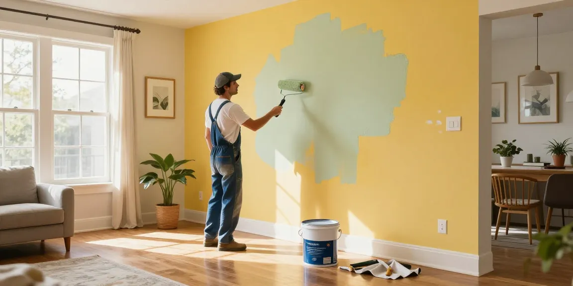 Interior painters Franklin County OH applying fresh paint in a cozy living room
