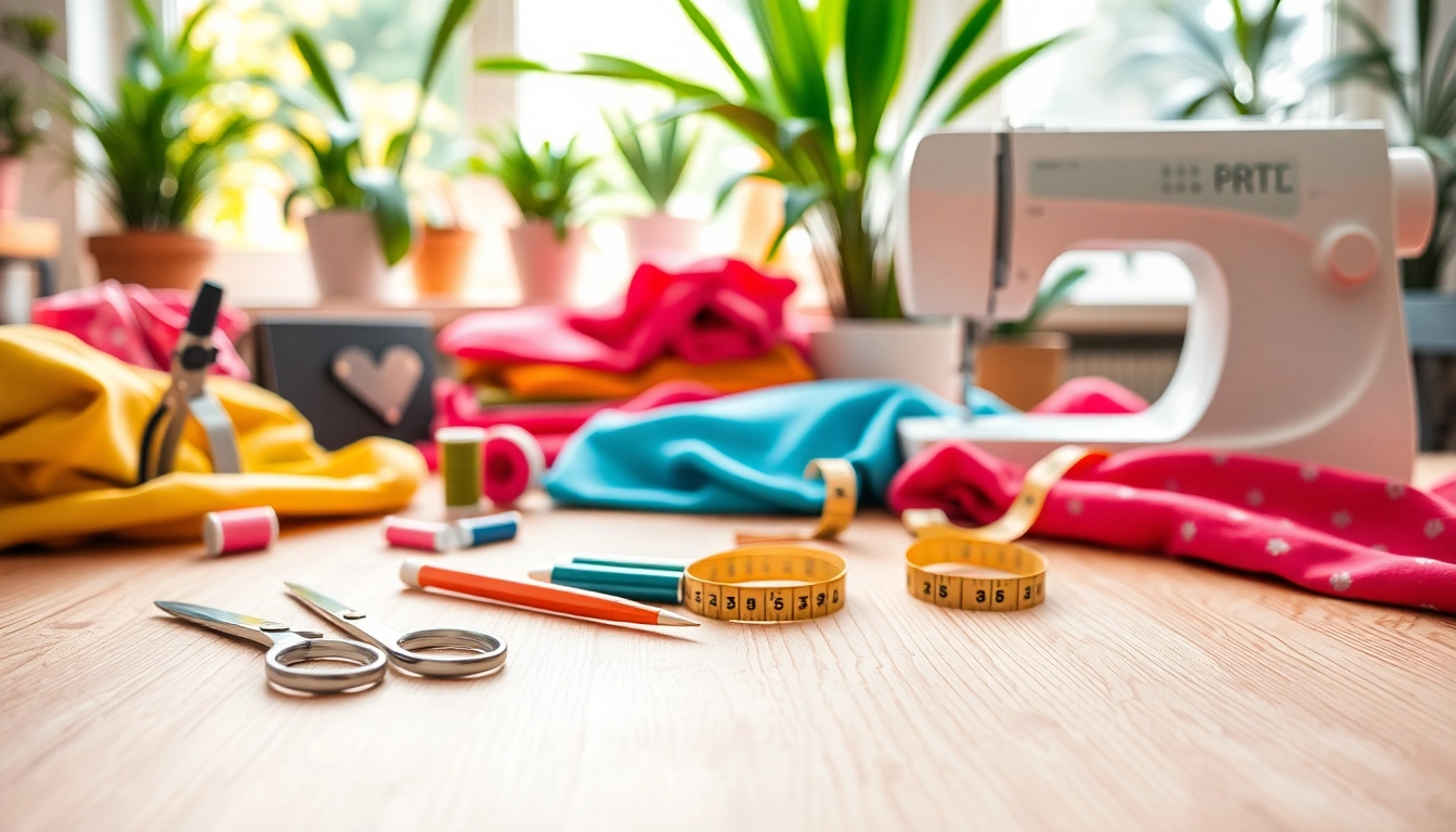 Sewing tools and colorful fabrics for stoffen voor naaien beginners