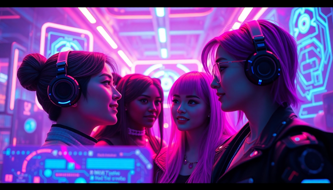 Vibrant scene showcasing characters in an immersive NSFW AI virtual environment.