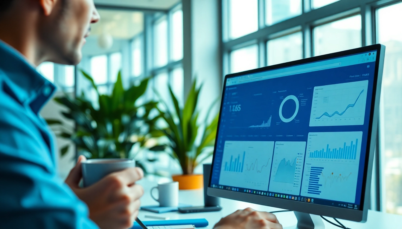 Engaging SaaS software application displayed on a computer screen in a modern office.