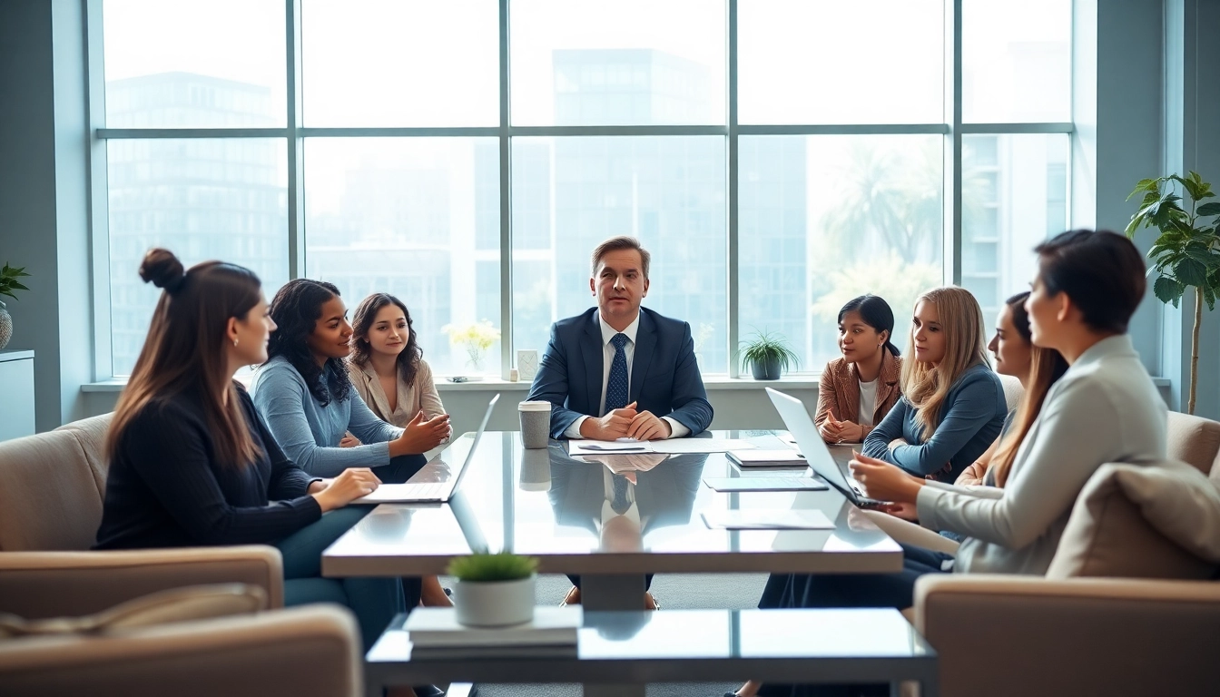 Engaging meeting about contracts and grants with diverse clients in a professional setting.