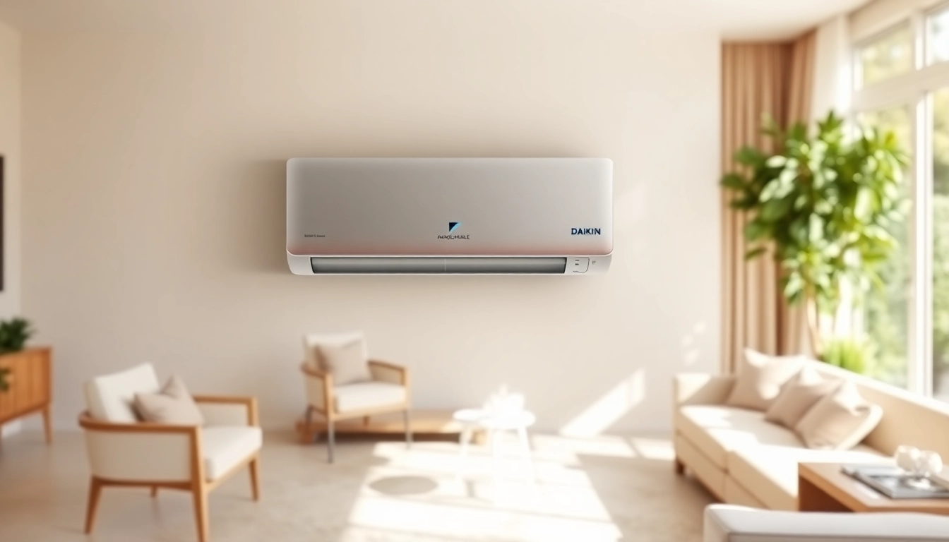 Efficient daikin mini split ac system enhancing indoor comfort in a stylish living room.