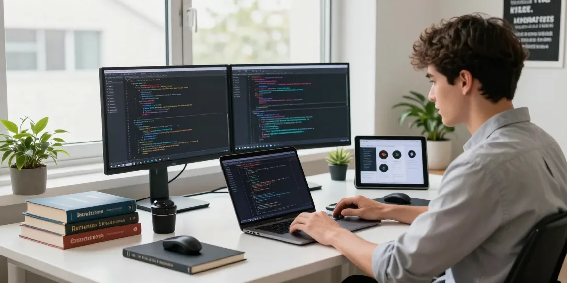 Engaged professional coding at a modern tech workspace, highlighting the 纸飞机官网 interface.