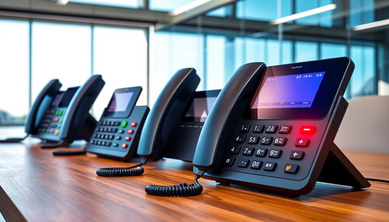 Upgrade office business phone systems with modern designs and advanced features in a sleek office.