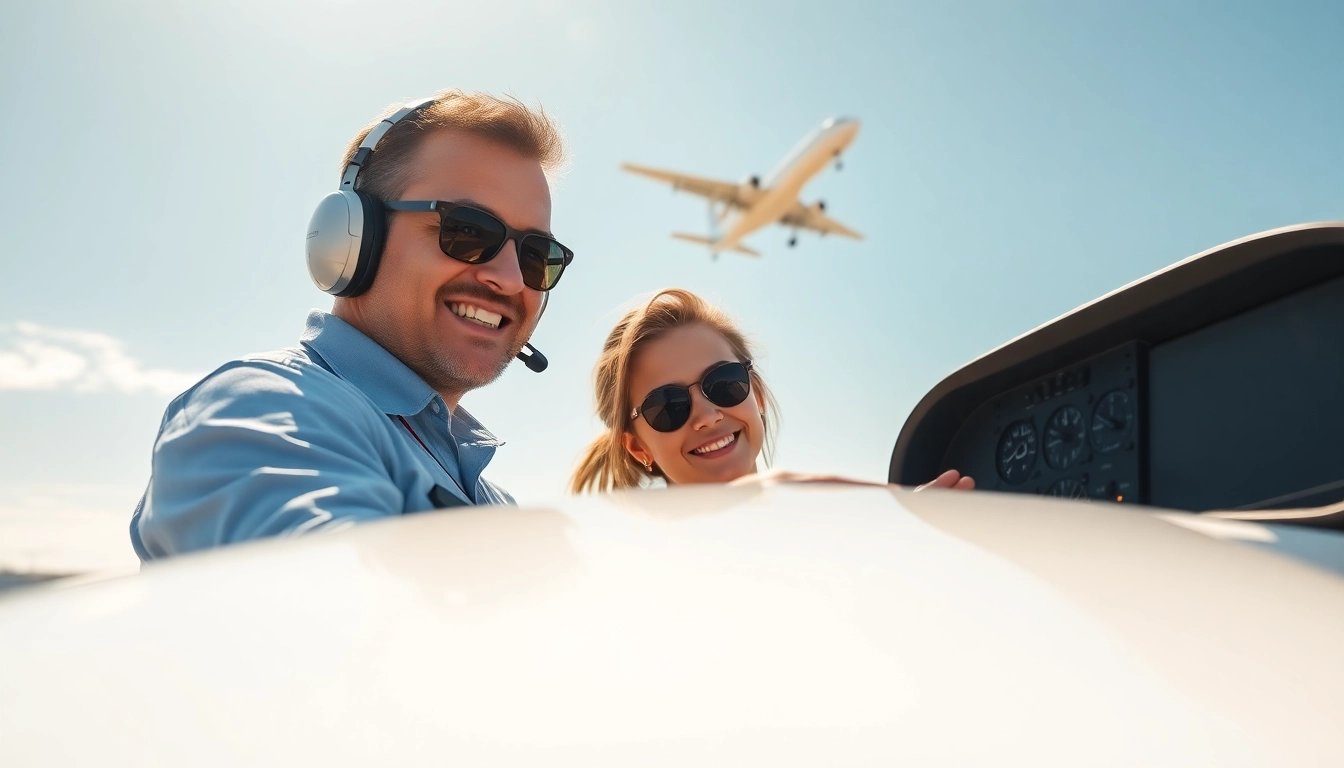 Flying lesson at a Kansas City flight school with instructor guiding a student.