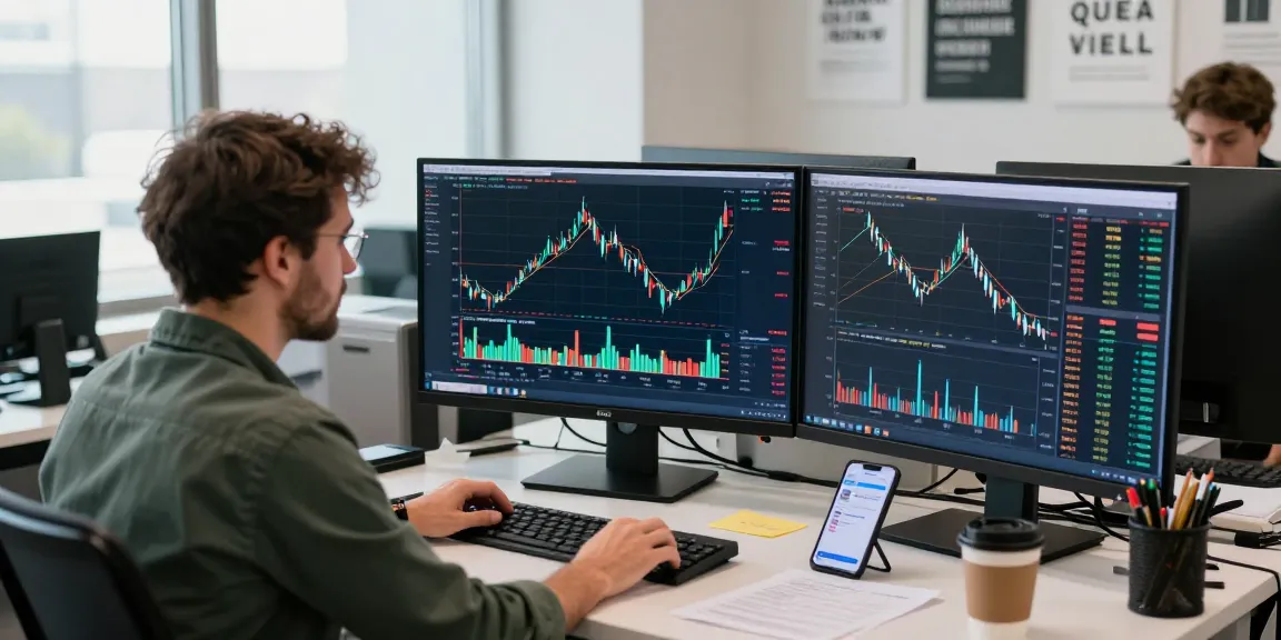 Bitcoin live price chart displayed in a modern financial office, showcasing dynamic cryptocurrency trading.