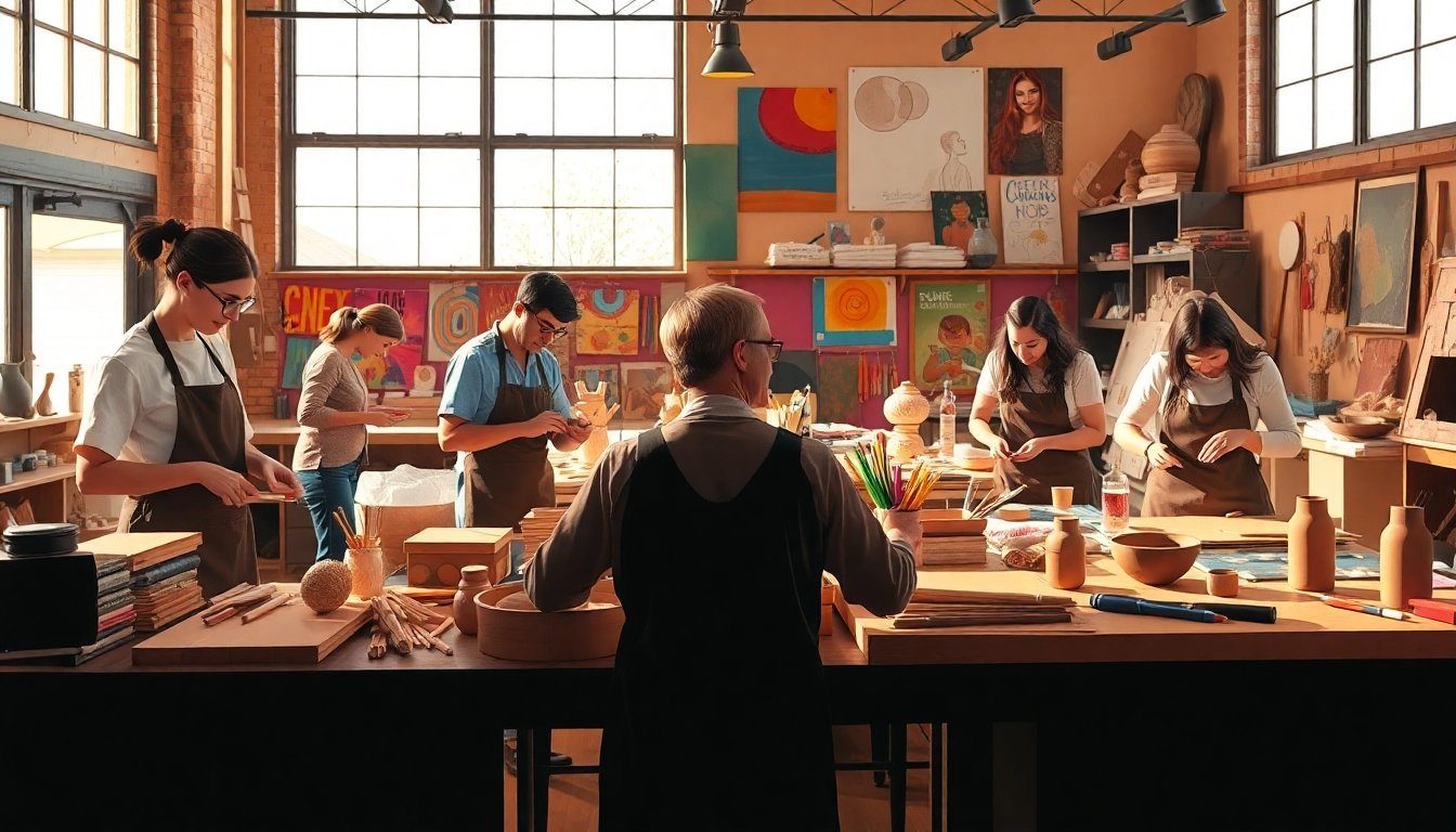 Engaging in craft training Colorado workshop with diverse materials and creative atmosphere.