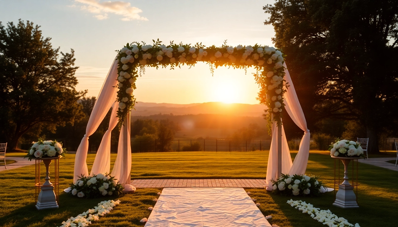 Experience Clarksburg Wedding Venues featuring an elegant outdoor ceremony setup surrounded by nature.