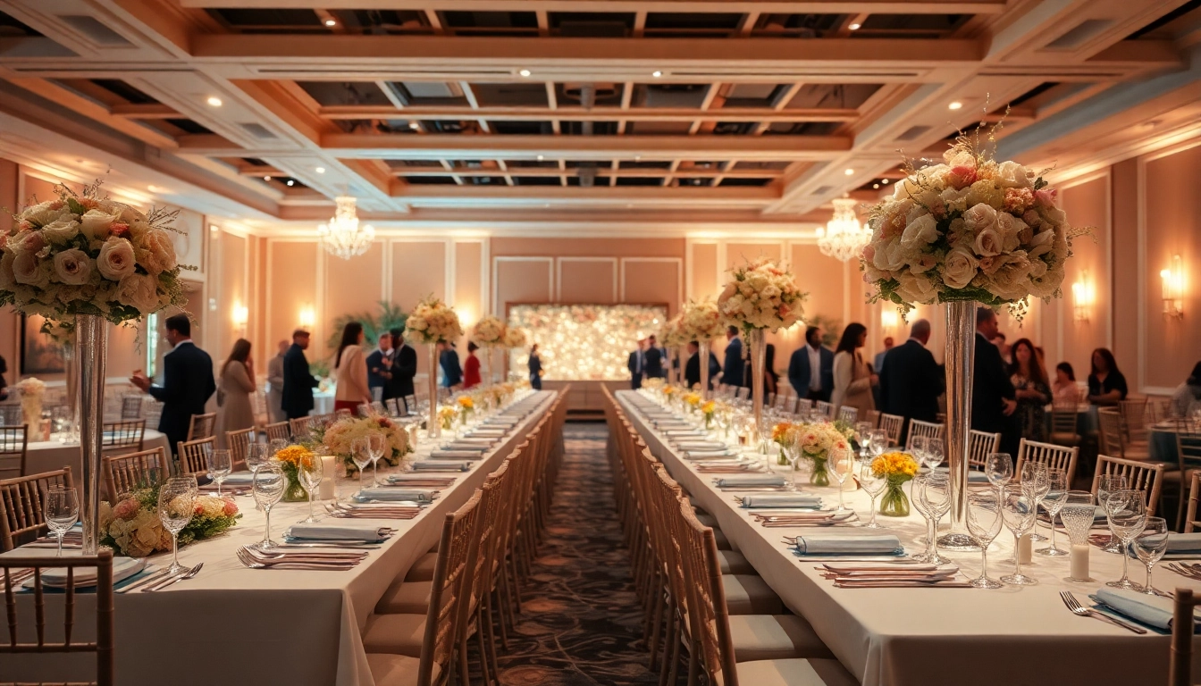 Almas event center bietet eine stilvolle Veranstaltungsumgebung mit eleganter Dekoration.