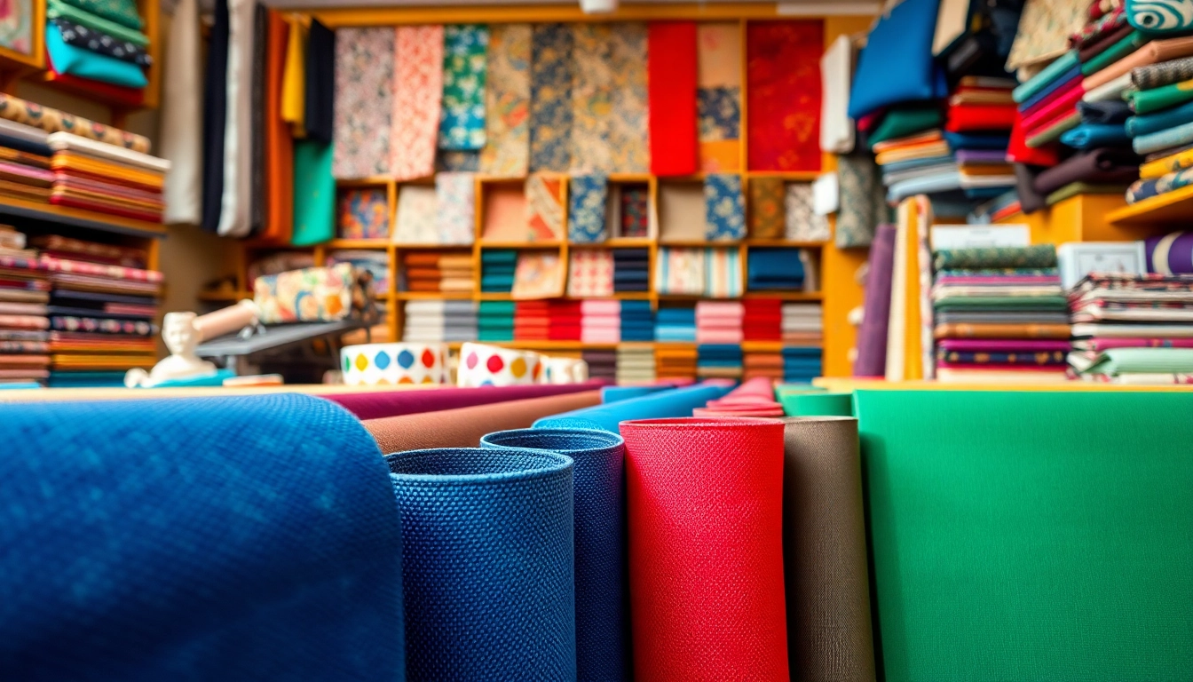 Canvasstoffen in een tekstielwinkel, gekleed in een kleurrijke variëteit.