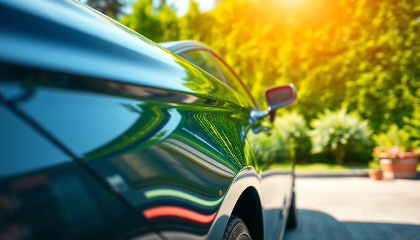 Experience top-notch car detailing near me with a gleaming vehicle in a beautiful outdoor setting.